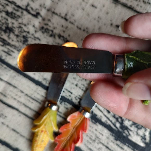 fall harvest leaf and corn serving spreaders set of 3 - Picture 3 of 8